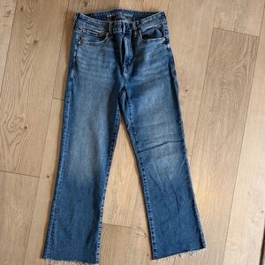 American Eagle Outfitters Women's High Rise Kick Boot Crop Jeans